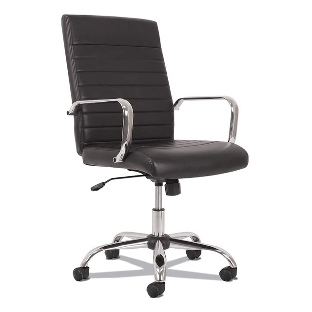 Basyx BSXVST511 Task Chair: Leather, Black & Aluminum
