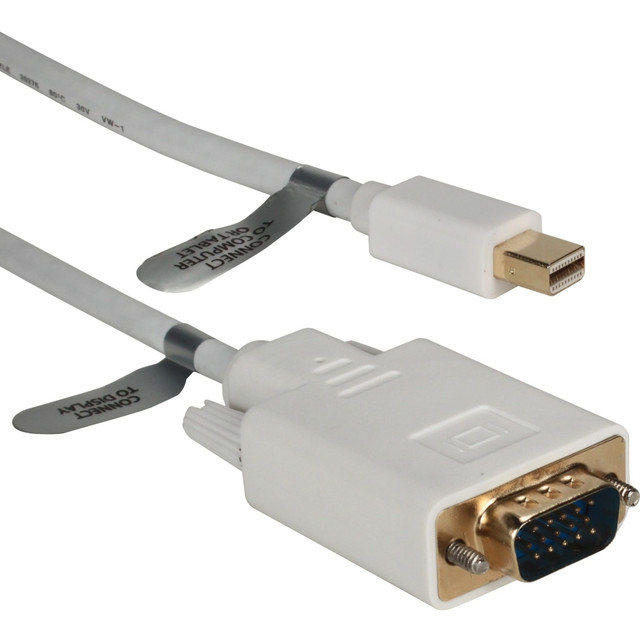 QVS, INC. MDPVGA-03 QVS 3ft Mini DisplayPort to VGA Video Cable - 3 ft - First End: 1 x Mini DisplayPort 1.1 Digital Audio/Video - Male - Second End: 1 x 15-pin HD-15 - Male - Supports up to 1920 x 1200 - White QVS, INC. MDPVGA-03 QVS 3ft Mini DisplayPort to VGA Video Cable - 3 ft - First End: 1 x Mini DisplayPort 1.1 Digital Audio/Video - Male - Second End: 1 x 15-pin HD-15 - Male - Supports up to 1920 x 1200 - White