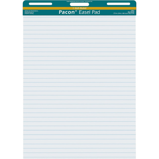 PACON CORPORATION Pacon 3386  Ruled Easel Pads - 50 Sheets - Stapled/Glued - Front Ruling Surface - Ruled - 1in Ruled - 27in x 34in - White Paper - Chipboard Cover - Perforated, Bond Paper - 50 / Pad