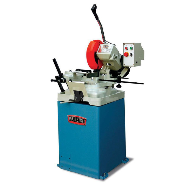 Baileigh 1002434 Cold Saws; Blade Diameter (Inch): 11 ; Number of Cutting Speeds: 1 ; Mitering: Yes ; Minimum Speed (RPM): 0.00 ; Maximum Speed (RPM): 54.00 ; Solid Round Capacity at 90 Degrees (Inch): 3-1/4