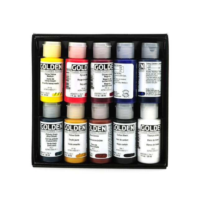 GOLDEN ARTIST COLORS, INC. 905-0 Golden Principal 10 Fluid Acrylic Set, 1 Oz, Set Of 10