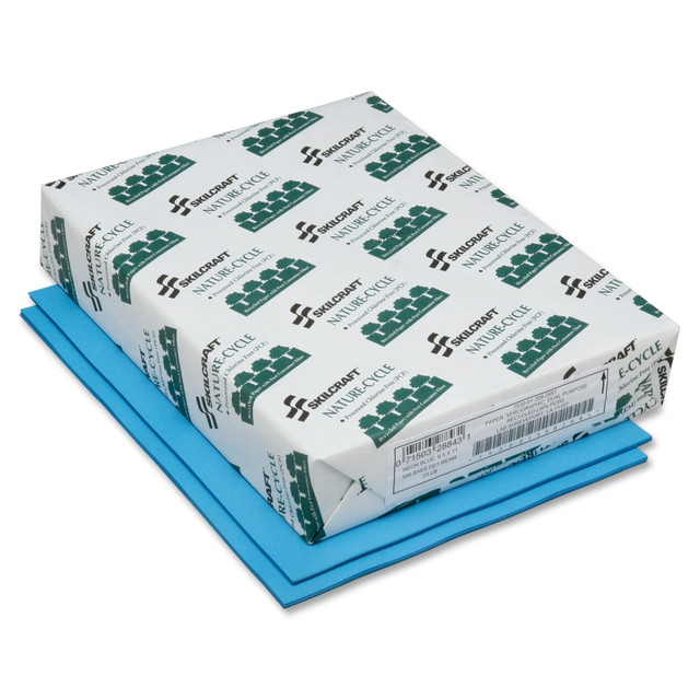 NATIONAL INDUSTRIES FOR THE BLIND 7530-01-398-2681 SKILCRAFT Neon Color Copy Paper, Neon Blue, Letter (8.5in x 11in), 500 Sheets Per Ream, 20 Lb, 30% Recycled