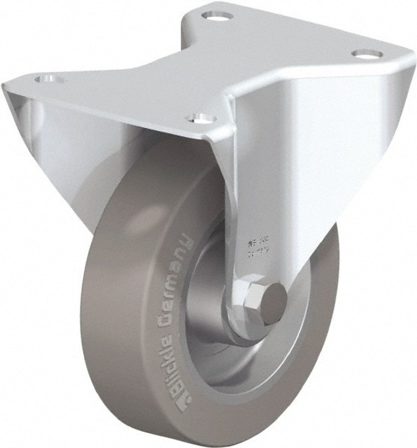 Blickle 416057 Rigid Top Plate Caster: Solid Rubber, 5" Wheel Dia, 1-9/16" Wheel Width, 550 lb Capacity, 6-3/32" OAH