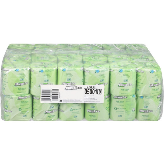 MARCAL PAPER MILLS, LLC 5001 Marcal Pro 100% Recycled Bathroom Tissue, 2 Ply, White 500 Sheets Per Roll, Carton Of 48 Rolls
