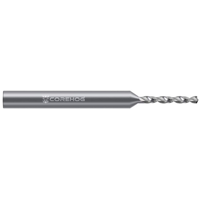 Corehog C41888 Micro Drill Bits; Drill Bit Size (Decimal Inch): 0.0469 ; Tool Material: Solid Carbide ; Flute Length (Decimal Inch): 0.3950 ; Coating/Finish: Bright/Uncoated ; Coolant Through: No ; Drill Point Angle: 1300