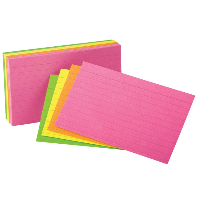 ESSELTE CORP Oxford 81300  Glow Index Cards, Assorted Colors, 3in x 5in, Pack Of 300