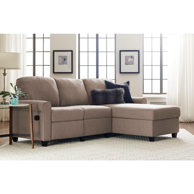 MILLWORK HOLDING CO INC UPH2001295 Serta Copenhagen Reclining Sectional With Storage Chaise, Right, Warm Oatmeal/Espresso