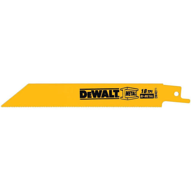 DeWALT DW4811B Reciprocating Saw Blades; Blade Material: Bi-Metal ; Blade Length (Inch): 6 ; Blade Width (Inch): 1 ; Teeth Per Inch: 18 ; Blade Thickness (Decimal Inch): 0.0500 ; Profile Shape: Straight