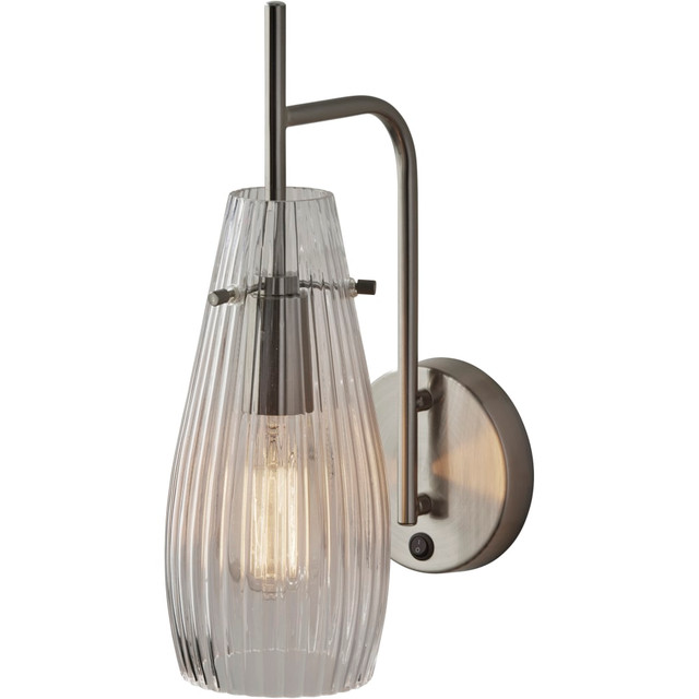 ADESSO INC Adesso 2145-22  Layla Wall Lamp, 14-3/4inH x 5inW, Clear Shade/Brushed Silver Base