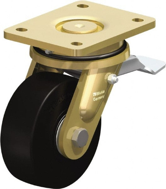Blickle 78170 Swivel Top Plate Caster: Solid Rubber, 5" Wheel Dia, 1-31/32" Wheel Width, 704 lb Capacity, 6-11/16" OAH