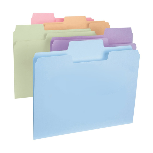 SMEAD MFG CO 11961 Smead SuperTab File Folders, Letter Size, 1/3 Cut, Assorted Pastel Colors, Box Of 100