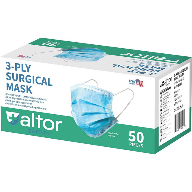 Altor Safety 62222 Face Mask & Disposable Pleated Mask: Contains Nose Clip, Blue, Size Universal & Adult