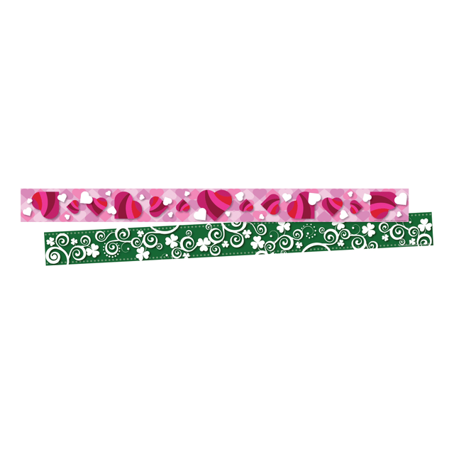 BARKER CREEK PUBLISHING, INC. BC3682 Barker Creek Double-Sided Border Strips, 3in x 35in, Hearts And Clover, Set Of 24