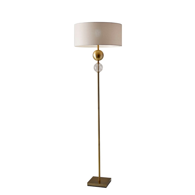 ADESSO INC Adesso 4187-21  Chloe Floor Lamp, 69inH, Off-White Shade/Antique Brass Base