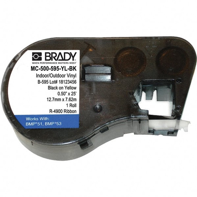 Brady 143375 Label Maker Label: Black & Yellow, Vinyl, 1 Roll