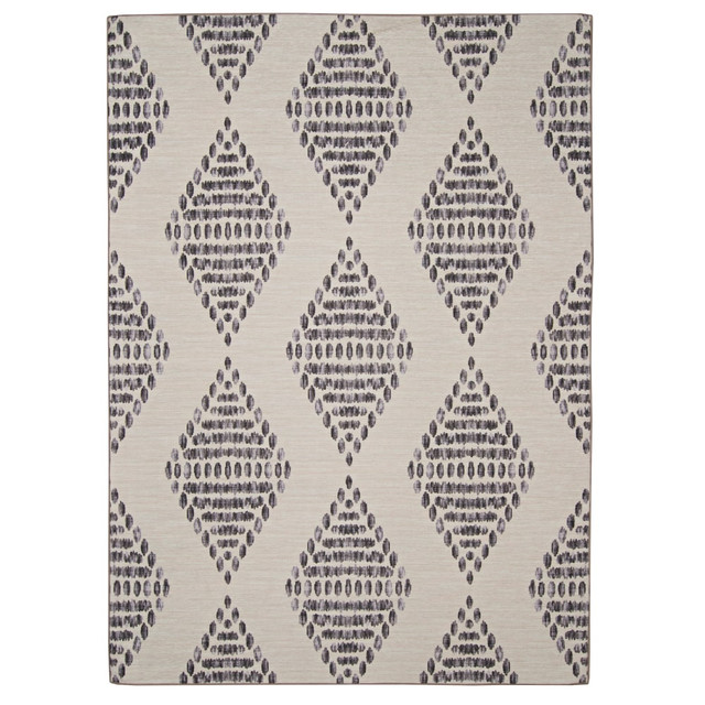 LINON HOME DECOR PRODUCTS, INC Linon OD5074  Washable Outdoor Area Rug, Witmer, 3ft x 5ft, Ivory/Brown