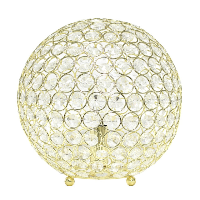 ALL THE RAGES INC Lalia Home LHT-3013-GL  Elipse Glamorous Crystal Orb Table Lamp, 10inH, Gold