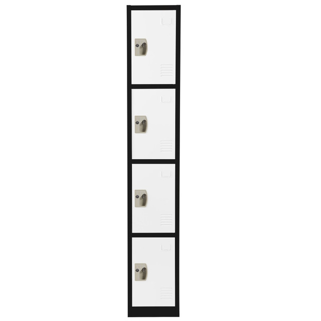 ADIR CORP. ADI629-204-B-W Alpine AdirOffice 4-Tier Steel Locker, 72inH x 12inW x 12inD, Black/White ADIR CORP. ADI629-204-B-W Alpine AdirOffice 4-Tier Steel Locker, 72inH x 12inW x 12inD, Black/White