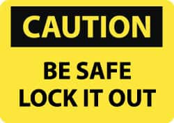 AccuformNMC Sign: Rectangle, "Caution - Be Safe - Lock It Out" C419RB