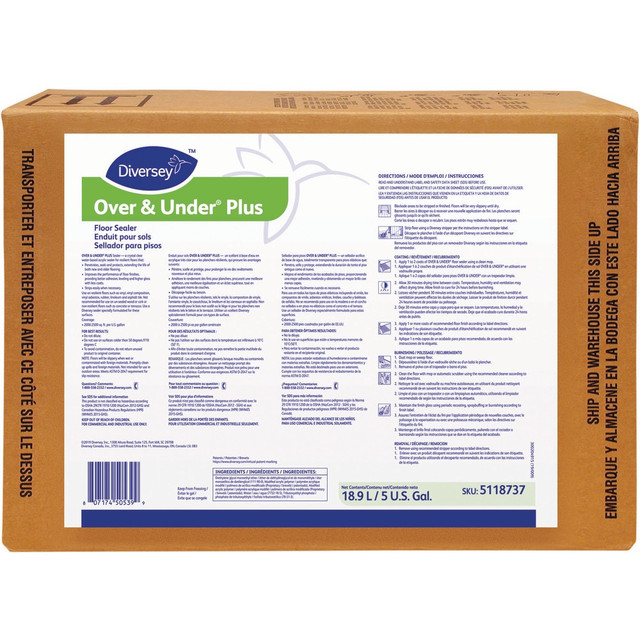 Diversey DVS5118737 Floor Cleaners, Strippers & Sealers; Product Type: Sealer ; Container Type: Box ; Container Size (Gal.): 5.00 ; Material Application: Linoleum ; Composition: Water Based ; Solution Type: Ready to Use