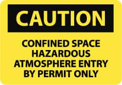 AccuformNMC Accident Prevention Sign: Rectangle, "Caution, CONFINED SPACE HAZARDOUS ATMOSPHERE ENTRY BY PERMIT ONLY" C442RB