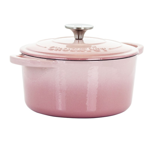 GIBSON OVERSEAS INC. 995113365M Crock-Pot Artisan 2-Piece Enameled Cast Iron Dutch Oven, 3 Quarts, Blush Pink GIBSON OVERSEAS INC. 995113365M Crock-Pot Artisan 2-Piece Enameled Cast Iron Dutch Oven, 3 Quarts, Blush Pink