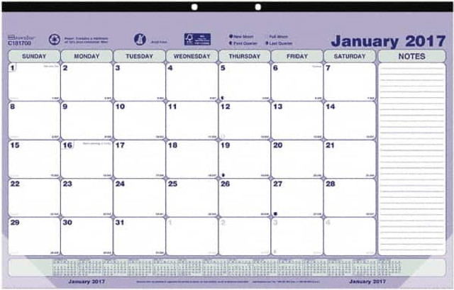 Brownline REDC181700 Desk Pad Calendar: 12 Sheets