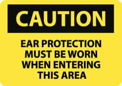AccuformNMC Accident Prevention Sign: Rectangle, "Caution, EAR PROTECTION MUST BE WORN WHEN ENTERING THIS AREA" C471RB