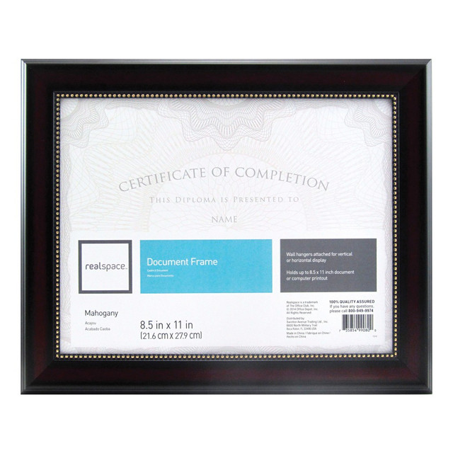 OFFICE DEPOT 213884 Realspace Photo/Document Frame, Harrison, 8-1/2in x 11in, Mahogany