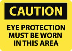 AccuformNMC Accident Prevention Sign: Rectangle, "Caution, EYE PROTECTION MUST BE WORN IN THIS AREA" C484RB