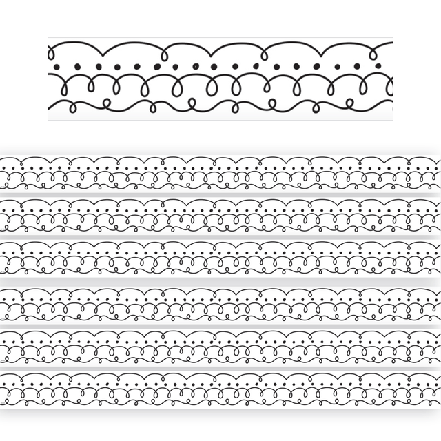 EDUCATORS RESOURCE TCR8340-6 Teacher Created Resources Die-Cut Border Trim, Squiggles And Dots, 35' Per Pack, Set Of 6 Packs