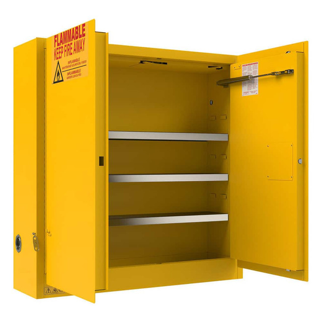 Durham 1024SAWM-50 Safety Cabinets; Door Type: Self Closing ; Mount Type: Wall ; Cabinet Style: Double Wall ; Adjustable Shelves: Yes ; Shelf Depth (Fractional Inch): 7-5/8 ; Standards: FM; NFPA 30; OSHA