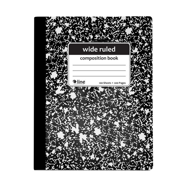 C-LINE PRODUCTS, INC. 22024-CT C-Line Composition Notebooks, 7-1/2in x 9-3/4in, Wide Rule, 100 Sheets, Black Marble, Pack Of 12 Notebooks