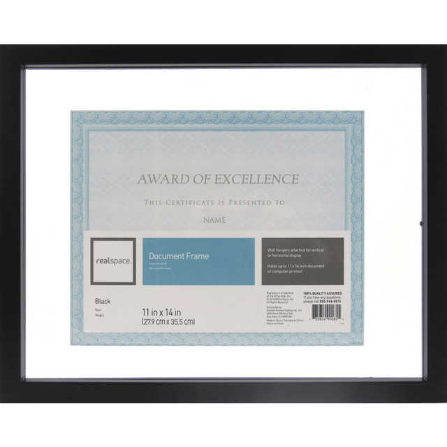 OFFICE DEPOT 207598 Realspace Gallery Floating Document Frame, 11in x 14in, Black