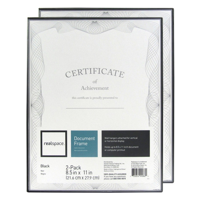 OFFICE DEPOT 207592 Realspace Slimline Document Frames, 8-1/2in x 11in, Black, Pack Of 2 Frames OFFICE DEPOT 207592 Realspace Slimline Document Frames, 8-1/2in x 11in, Black, Pack Of 2 Frames