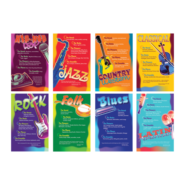 NORTH STAR TEACHER RESOURCES NST3059 Music Genres Bulletin Board Set, 11in x 17in, Multicolor NORTH STAR TEACHER RESOURCES NST3059 Music Genres Bulletin Board Set, 11in x 17in, Multicolor