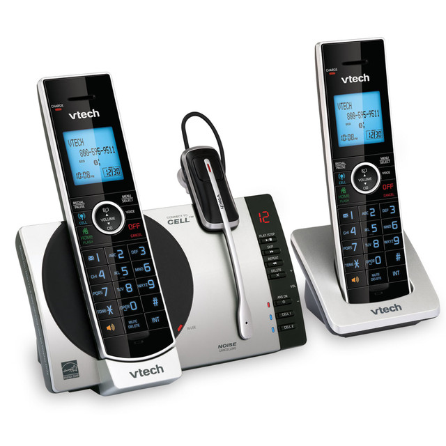 VTECH HOLDINGS LTD 80-0253-00 VTech DECT 6.0 2 Handset Connect To Cell Cordless Phone With Digital Answering System, DS6771-3, 2 Handsets, 1 Cordless Headset