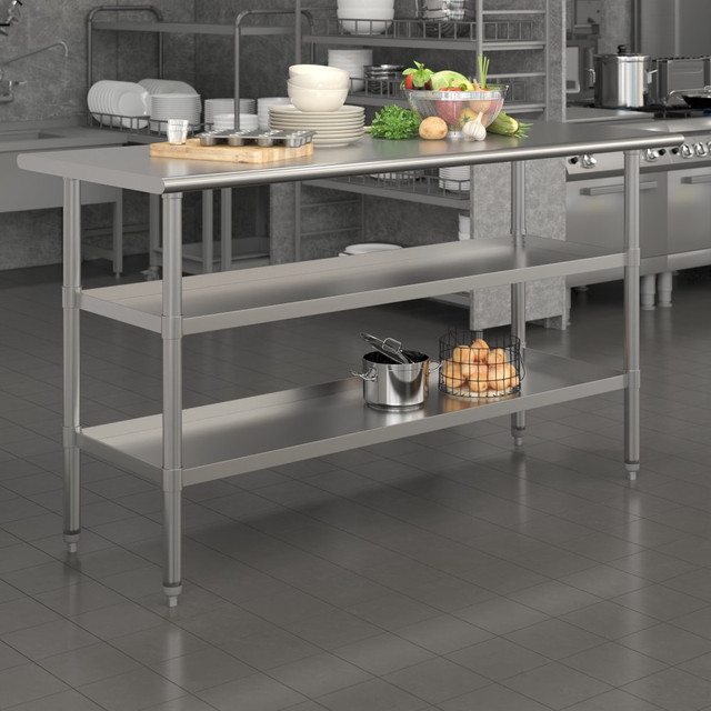 FLASH FURNITURE NHWTGU2460 Stainless Steel Work Table, 34-1/2inH x 60inW x 24inD, Silver FLASH FURNITURE NHWTGU2460 Stainless Steel Work Table, 34-1/2inH x 60inW x 24inD, Silver