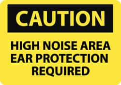 AccuformNMC Accident Prevention Sign: Rectangle, "Caution, HIGH NOISE AREA EAR PROTECTION REQUIRED" C519RB