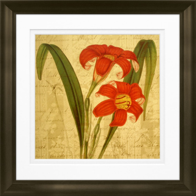 LCO DESTINY LLC 55292 Timeless Frames Marren Espresso-Framed Floral Artwork, 10in x 10in, Poetic Lillies