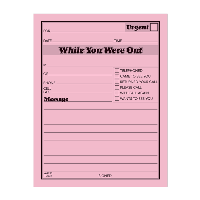 CARDINAL BRANDS, INC 9711D Adams "While You Were Out" Message Pads, 4 1/4in x 5 1/2in, 50 Sheets, Pink, Pack Of 12 CARDINAL BRANDS, INC 9711D Adams "While You Were Out" Message Pads, 4 1/4in x 5 1/2in, 50 Sheets, Pink, Pack Of 12