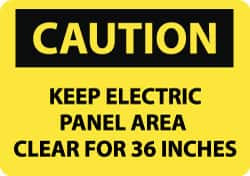 AccuformNMC Accident Prevention Sign: Rectangle, "Caution, KEEP ELECTRIC PANEL AREA CLEAR FOR 36 INCHES" C533RB