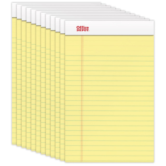 OFFICE DEPOT 99421 Brand Writing Pads, 5in x 8in, Narrow Ruled, 50 Sheets, Canary, Pack Of 12 Pads OFFICE DEPOT 99421 Brand Writing Pads, 5in x 8in, Narrow Ruled, 50 Sheets, Canary, Pack Of 12 Pads