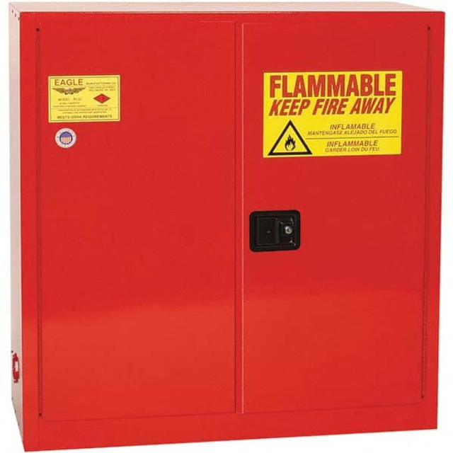 Eagle PI30X Flammable & Hazardous Storage Cabinets: 40 gal Drum, 1 Door, 3 Shelf, Sliding, Red