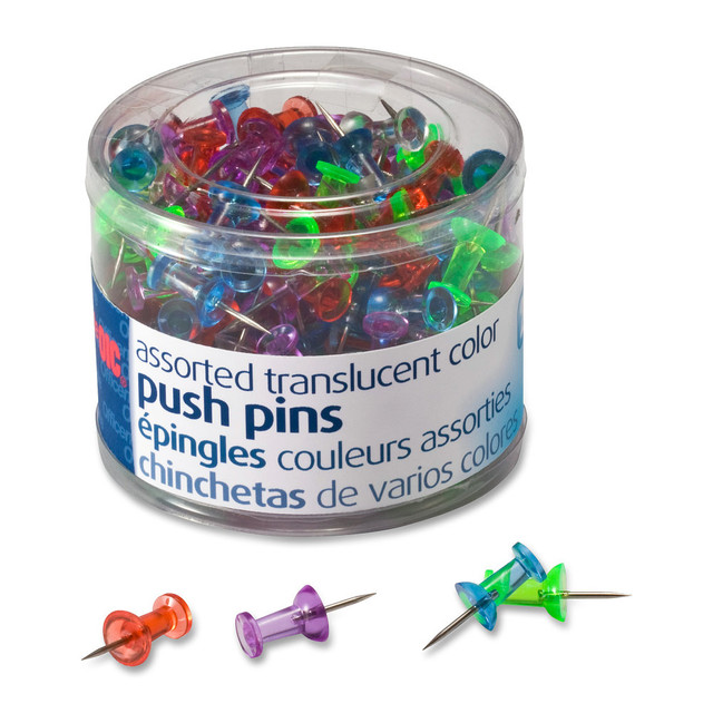 OFFICEMATE INTERNATIONAL CORP. 35710 OIC Translucent Pushpins, Assorted Colors, Pack Of 200 OFFICEMATE INTERNATIONAL CORP. 35710 OIC Translucent Pushpins, Assorted Colors, Pack Of 200