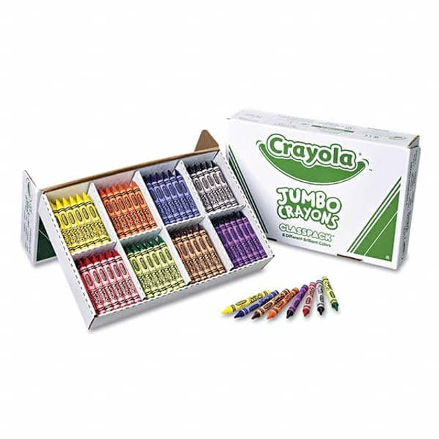 Crayola CYO528389 All Purpose Wax Crayon Marker: Black, Blue, Brown, Green, Orange, Red, Violet & Yellow, Wax-Based, Standard Point