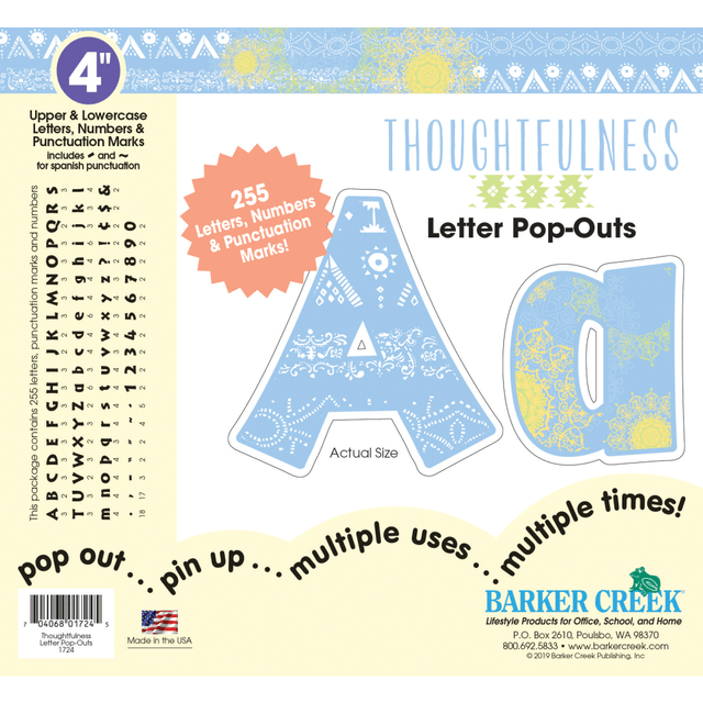 BARKER CREEK PUBLISHING, INC. 1724 Barker Creek Letter Pop-Outs, 4in, Thoughtfulness, Pack Of 255 Pop-Outs