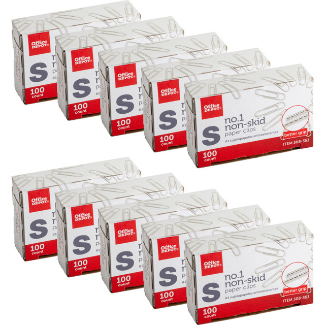 Add Office Depot Brand Paper Clips to your desk, office or craft cabinet. They are made from durable metal wire to provide strong gripping power when you need it most.  Strong metal construction.  Ideal for paperwork, recipes, coupons and more.  Small paper clips ideal for home, work or school.  Each clip holds up to 20 sheets.