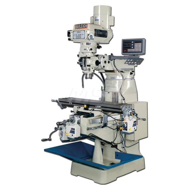 Baileigh 1008192 Knee Milling Machine: 12", Variable Speed Control, 1 Phase