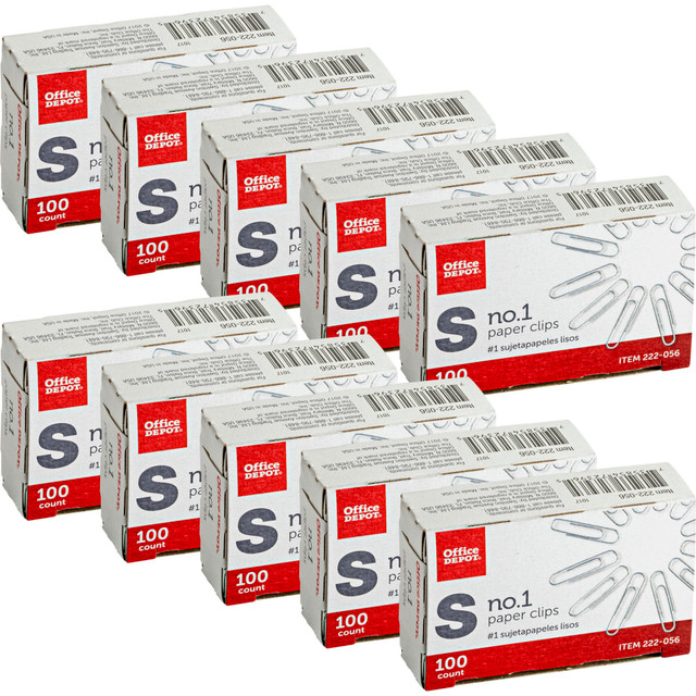 Add Office Depot Brand Paper Clips to your desk, office or craft cabinet. They are made from durable metal wire to provide strong gripping power when you need it most.  Strong metal construction.  Ideal for paperwork, recipes, coupons and more.  Small paper clips ideal for home, work or school.  Each clip holds up to 20 sheets.